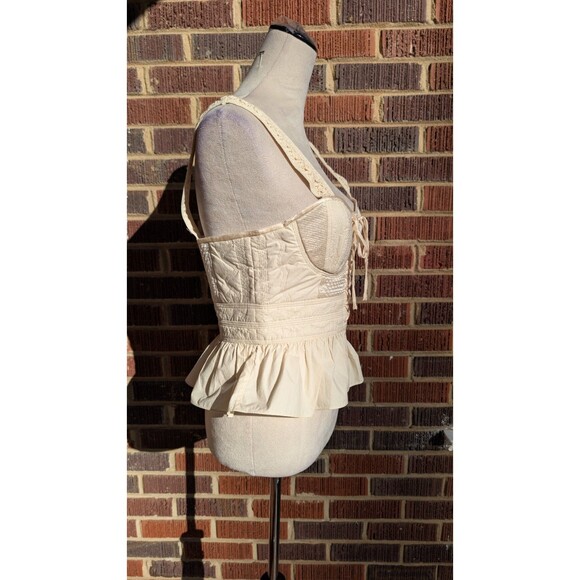 ULLA JOHNSON Orla Corset Top- Lace Up Peplum Bustier-Ivory White- NWT Sz 4 - Picture 7 of 12